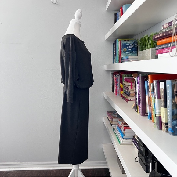Anthropologie Grey Column Boat Neck Midi Dress Size Medium M - Picture 5 of 12